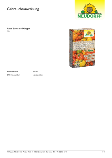 Azet Tomatgjødsel Gebrauchsanweisung