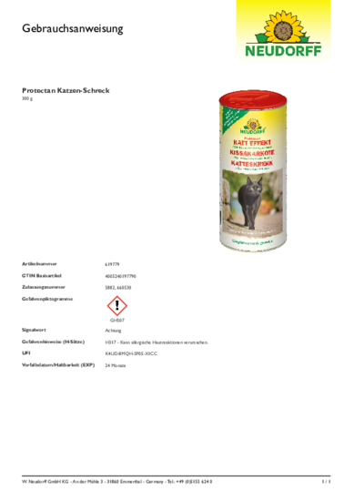 Protectan Katteskrekk Gebrauchsanweisung