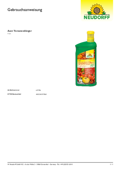 Azet Flytende Tomatgjødsel Gebrauchsanweisung